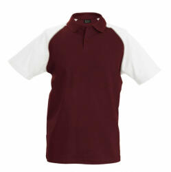 Kariban Férfi galléros póló Kariban KA226 Baseball - Short-Sleeved polo Shirt -3XL, Bordeaux/White