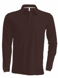 Kariban Férfi galléros póló Kariban KA243 Men'S Long-Sleeved polo Shirt -L, Chocolate