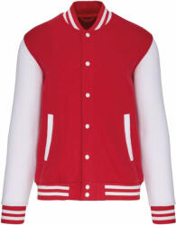 Kariban Uniszex pulóver Kariban KA497 Teddy Fleece Jacket -3XL, Red/White