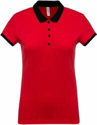 Kariban Női galléros póló Kariban KA259 Ladies’ Two-Tone piqué polo Shirt -L, Red/Black