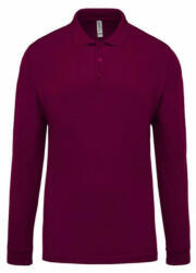 Kariban Férfi galléros póló Kariban KA256 Men'S Long-Sleeved piqué polo Shirt -M, Wine