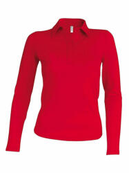 Kariban Női galléros póló Kariban KA244 Ladies' Long-Sleeved polo Shirt -L, Red