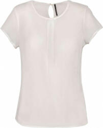 Kariban Női Kariban KA5002 Ladies' Short-Sleeved Crepe Blouse -46, Off White