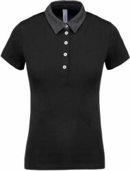 Kariban Női galléros póló Kariban KA261 Ladies' Two-Tone Jersey polo Shirt -XL, Black/Dark Grey Heather