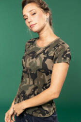 Kariban Női póló Kariban KA3031 Rövid Ujjú Terepmintás póló -3XL, Olive Terepmintás Camouflage