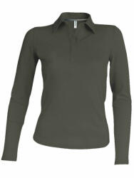 Kariban Női galléros póló Kariban KA244 Ladies' Long-Sleeved polo Shirt -3XL, Dark Khaki