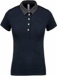 Kariban Női galléros póló Kariban KA261 Ladies' Two-Tone Jersey polo Shirt -XL, Navy/Dark Grey Heather