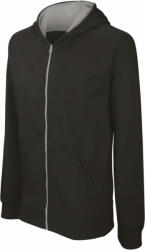 Kariban Gyerek kapucnis pulóver Kariban KA486 Kids' Full Zip Hooded Sweatshirt -12/14, Black/Fine Grey