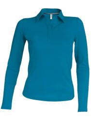 Kariban Női galléros póló Kariban KA244 Ladies' Long-Sleeved polo Shirt -M, Tropical Blue