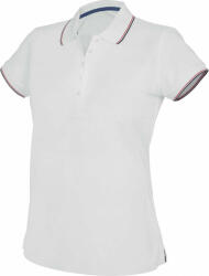 Kariban Női galléros póló Kariban KA251 Ladies' Short-Sleeved polo Shirt -XS, White/Sky Blue/Light Grey