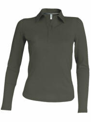 Kariban Női galléros póló Kariban KA244 Ladies' Long-Sleeved polo Shirt -2XL, Dark Khaki