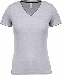 Kariban Női póló Kariban KA394 v-nyakú piqué póló -M, Oxford Grey/Navy/White