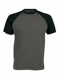Kariban Férfi póló Kariban KA330 Baseball - Kontraszt póló -XL, Slate Grey/Black