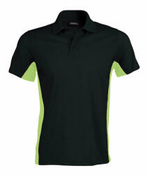 Kariban Férfi galléros póló Kariban KA232 Flag - Short-Sleeved Two-Tone polo Shirt -S, Black/Lime