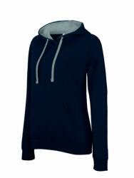 Kariban Női kapucnis pulóver Kariban KA465 Ladies’ Contrast Hooded Sweatshirt -XL, Navy/Fine Grey