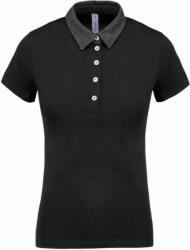 Kariban Női galléros póló Kariban KA261 Ladies' Two-Tone Jersey polo Shirt -S, Black/Dark Grey Heather
