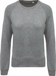 Kariban Női pulóver Kariban KA481 Ladies’ Organic Cotton Crew neck Raglan Sleeve Sweatshirt -L, Grey Heather