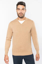 Kariban Férfi pulóver Kariban KA982 premium v-neck Jumper -2XL, Camel Heather