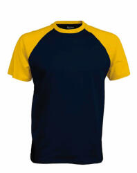 Kariban Férfi póló Kariban KA330 Baseball - Kontraszt póló -XL, Navy/Yellow