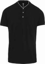 Kariban Férfi galléros póló Kariban KA223 Men'S Short Sleeve polo Shirt With Mandarin Collar -S, Black/Oxford Grey