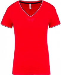 Kariban Női póló Kariban KA394 v-nyakú piqué póló -XS, Red/Navy/White
