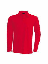 Kariban Férfi galléros póló Kariban KA243 Men'S Long-Sleeved polo Shirt -4XL, Red