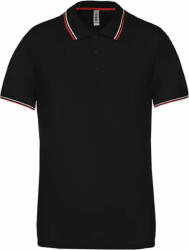 Kariban Férfi galléros póló Kariban KA250 Men'S Short-Sleeved polo Shirt -3XL, Black/Red/Yellow