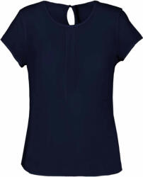 Kariban Női Kariban KA5002 Ladies' Short-Sleeved Crepe Blouse -36, Deep Sea Blue