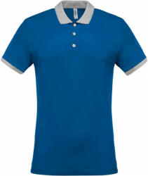 Kariban Férfi galléros póló Kariban KA258 Men'S Two-Tone piqué polo Shirt -4XL, Light Royal Blue/Oxford Grey