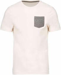 Kariban Férfi póló Kariban KA375 Organic Cotton T-Shirt With pocket Detail -L, Cream/Grey Heather