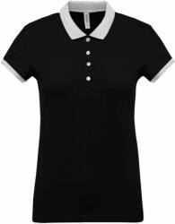 Kariban Női galléros póló Kariban KA259 Ladies’ Two-Tone piqué polo Shirt -S, Black/Oxford Grey