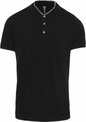 Kariban Férfi galléros póló Kariban KA223 Men'S Short Sleeve polo Shirt With Mandarin Collar -XS, Black/Oxford Grey