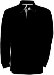 Kariban Férfi galléros póló Kariban KA221 French Rib - Long-Sleeved Ribbed polo Shirt -L, Black/Dark Grey