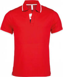 Kariban Férfi galléros póló Kariban KA245 Men'S Short-Sleeved polo Shirt -2XL, Red/White/Navy