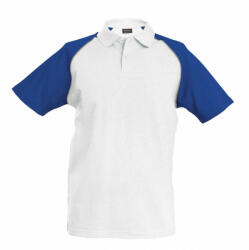 Kariban Férfi galléros póló Kariban KA226 Baseball - Short-Sleeved polo Shirt -S, White/Royal Blue