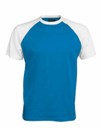Kariban Férfi póló Kariban KA330 Baseball - Kontraszt póló -XL, Aqua Blue/White