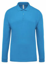 Kariban Férfi galléros póló Kariban KA256 Men'S Long-Sleeved piqué polo Shirt -S, Tropical Blue
