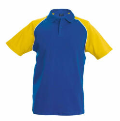 Kariban Férfi galléros póló Kariban KA226 Baseball - Short-Sleeved polo Shirt -3XL, Royal Blue/Yellow