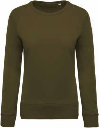 Kariban Női pulóver Kariban KA481 Ladies’ Organic Cotton Crew neck Raglan Sleeve Sweatshirt -M, Mossy Green