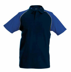 Kariban Férfi galléros póló Kariban KA226 Baseball - Short-Sleeved polo Shirt -XL, Navy/Royal Blue