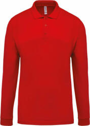 Kariban Férfi galléros póló Kariban KA256 Men'S Long-Sleeved piqué polo Shirt -2XL, Red
