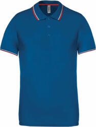 Kariban Férfi galléros póló Kariban KA250 Men'S Short-Sleeved polo Shirt -2XL, Light Royal Blue/Red/White