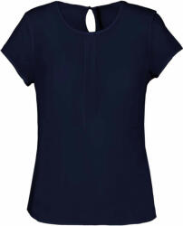 Kariban Női Kariban KA5002 Ladies' Short-Sleeved Crepe Blouse -40, Deep Sea Blue