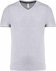 Kariban Férfi póló Kariban KA374 v-nyakú piqué póló -2XL, Oxford Grey/Navy/White