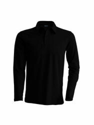 Kariban Férfi galléros póló Kariban KA243 Men'S Long-Sleeved polo Shirt -4XL, Black