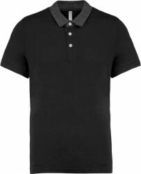 Kariban Férfi galléros póló Kariban KA260 Men'S Two-Tone Jersey polo Shirt -3XL, Black/Dark Grey Heather
