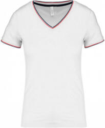 Kariban Női póló Kariban KA394 v-nyakú piqué póló -XL, White/Navy/Red
