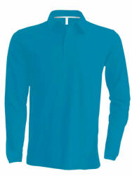 Kariban Férfi galléros póló Kariban KA243 Men'S Long-Sleeved polo Shirt -L, Tropical Blue