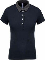 Kariban Női galléros póló Kariban KA261 Ladies' Two-Tone Jersey polo Shirt -L, Navy/Dark Grey Heather