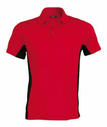 Kariban Férfi galléros póló Kariban KA232 Flag - Short-Sleeved Two-Tone polo Shirt -L, Red/Black